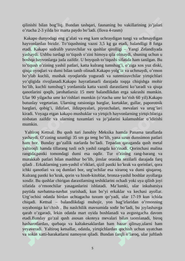 QUSHLAR SINFI 5