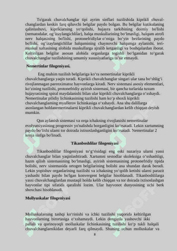 Hayvonot dunyosi evolutsiyasi 8