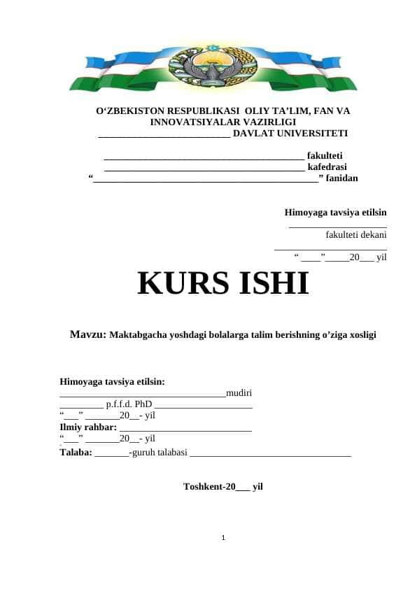 Maktabgacha yoshdagi bolalarga talim berishning o’ziga xosligi