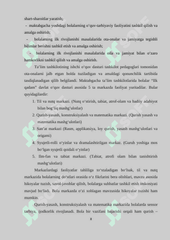 Maktabgacha yoshdagi bolalarga talim berishning o’ziga xosligi 8