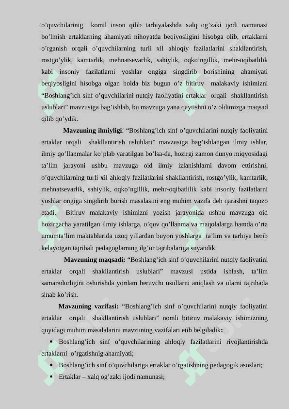 Boshlang’ich sinf o’quvchilarini nutqiy faoliyatini ertaklar  orqali  shakllantirish uslublari 7