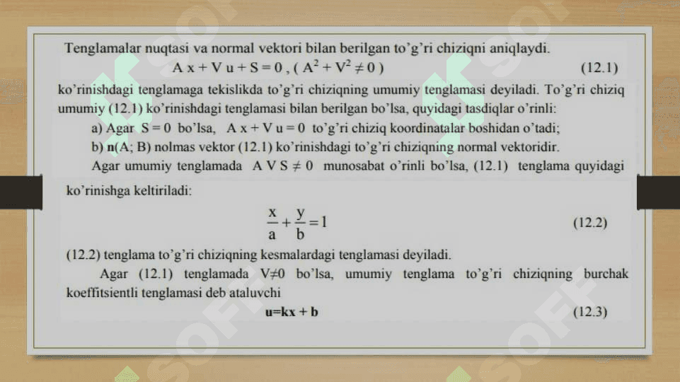 Tekislikda to’g’ri chiziqning turli tenglamalari 4