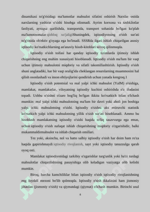 Iqtisodiy o'sish omillari va tiplari. 6