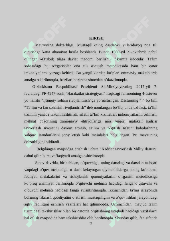 BOSHLANG’ICH SINFLARDA INSHO YOZISHGA O’RGATISH VA YOZMA ISHLARIDA YO’L QO’YILADIGAN XATOLAR USTIDA ISHLASH 2