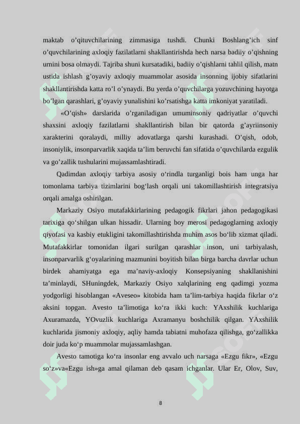 Boshlang‘ich sinf o‘quvchilarining axloqiy fazilatlarini shakllantirish texnologiyasi 8