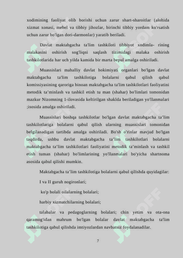 Umumiy tipdagi davlat va nodavlat maktabgacha ta’lim tashkilotlarini tashkil qilish xususiyatlari 7