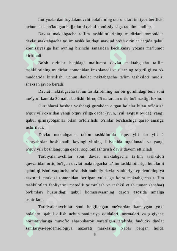 Umumiy tipdagi davlat va nodavlat maktabgacha ta’lim tashkilotlarini tashkil qilish xususiyatlari 8