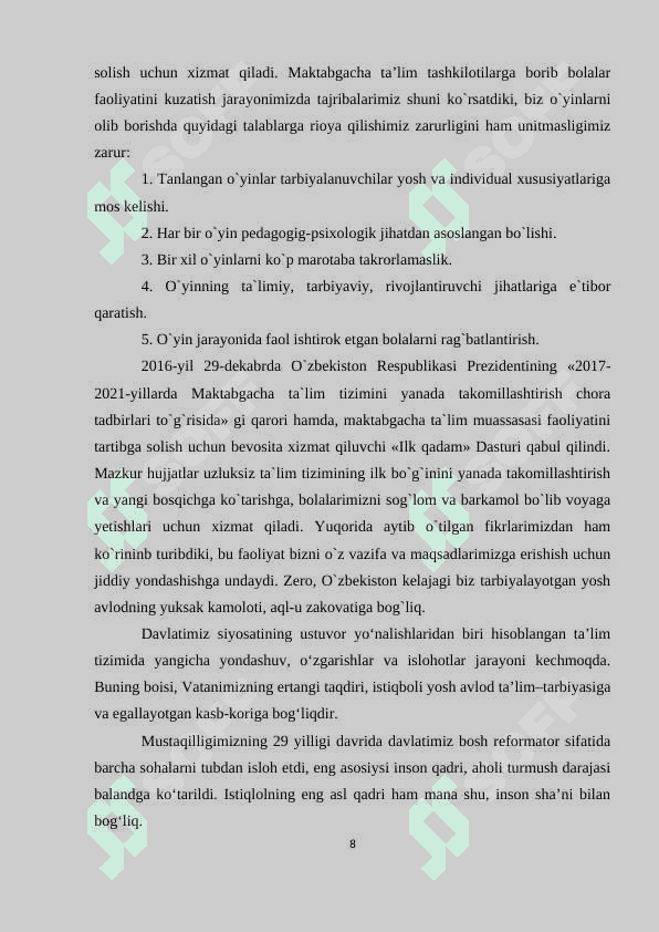 Mustaqillik yillarida maktabgacha ta’lim tizimida yangicha yondashuv 8
