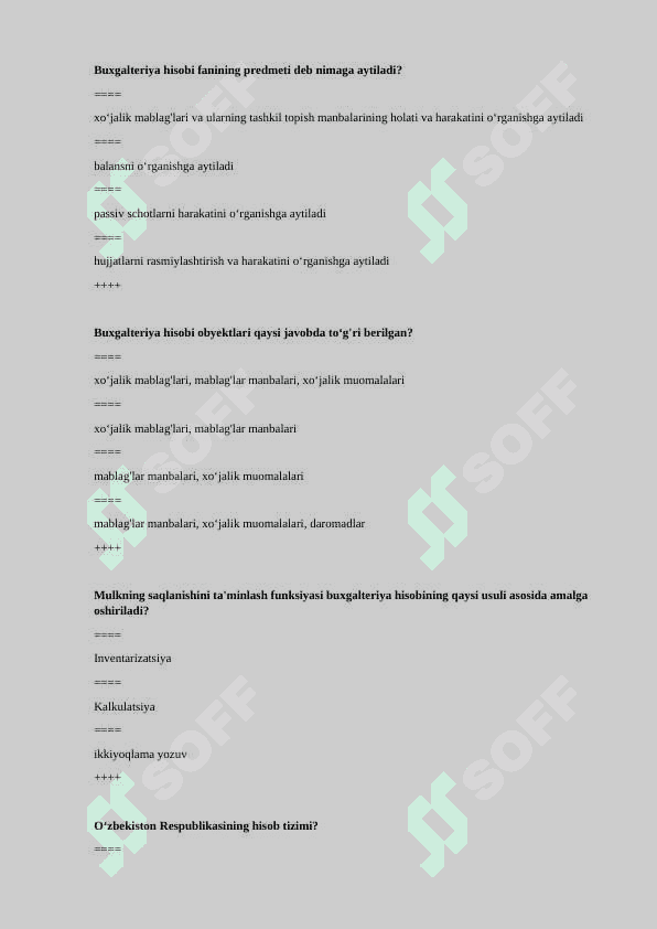 boshqaruv hisobi test savollar javoblar bilan 2