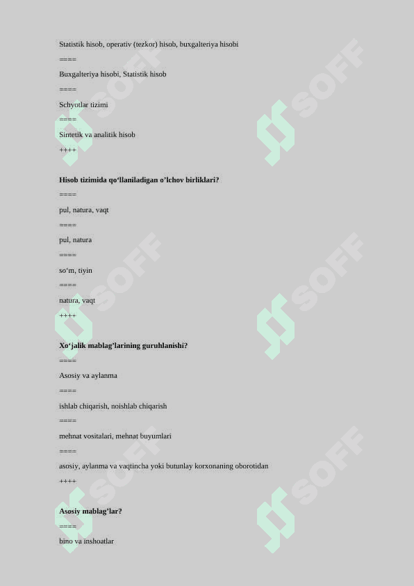 boshqaruv hisobi test savollar javoblar bilan 3