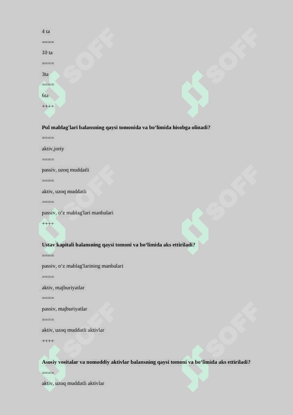 boshqaruv hisobi test savollar javoblar bilan 6