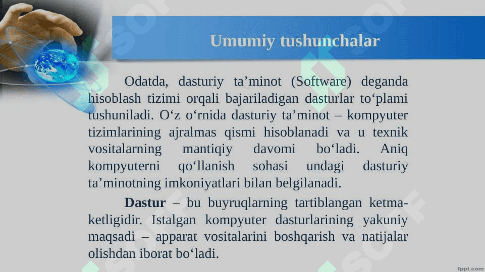 Kirish. Axborot kommunikatsiya texnologiyalarining iqtisodiyotdagi o‘rni va vazifalari. Axborot texnologiyalarining infratuzilmasi. Dasturiy ta’minot va uning rivojlanish tendensiyalari 5
