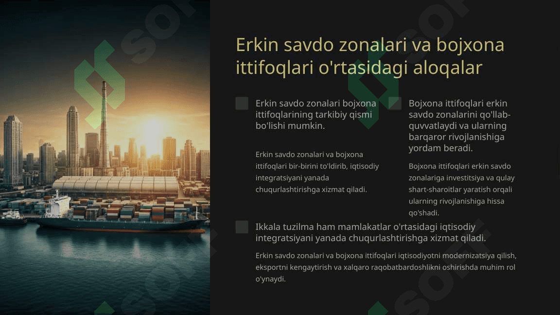 Jahon Iqtisodiyotida Erkin Savdo Xududlari va Bojxona Ittifoqlari 5