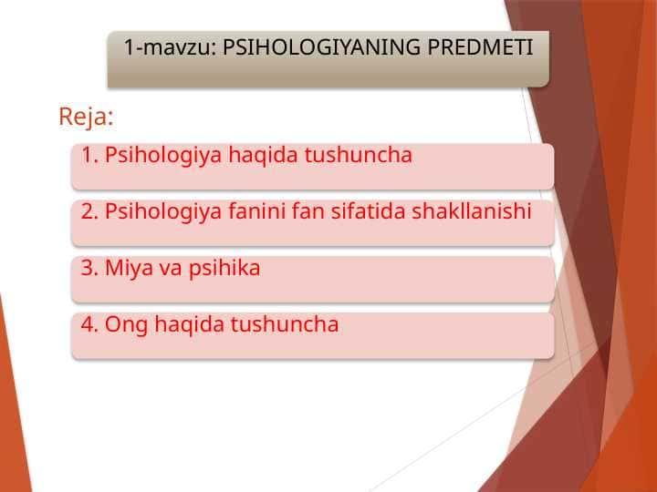 1-mavzu: PSIHOLOGIYANING PRЕDMЕTI