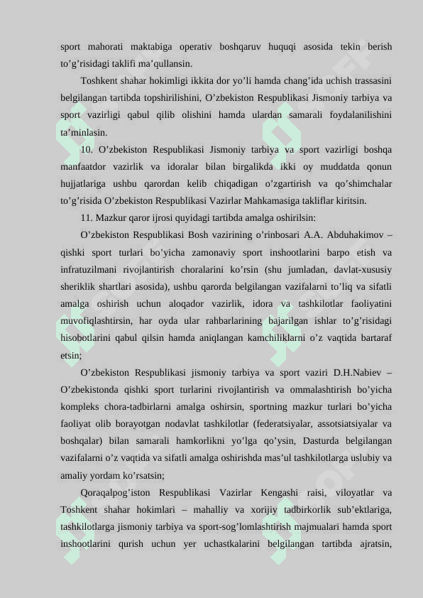 JISMONIY TARBIYA VA SPORT SOHASIDA QABUL QILINGAN PREZIDENT QARORLARI 6