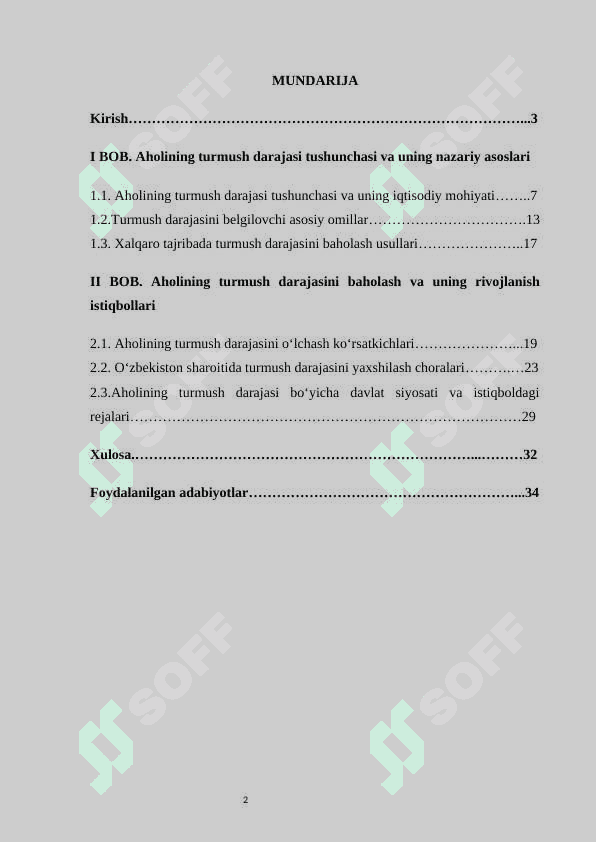 Aholining turmush darajasi ko‘rsatkichlari 2