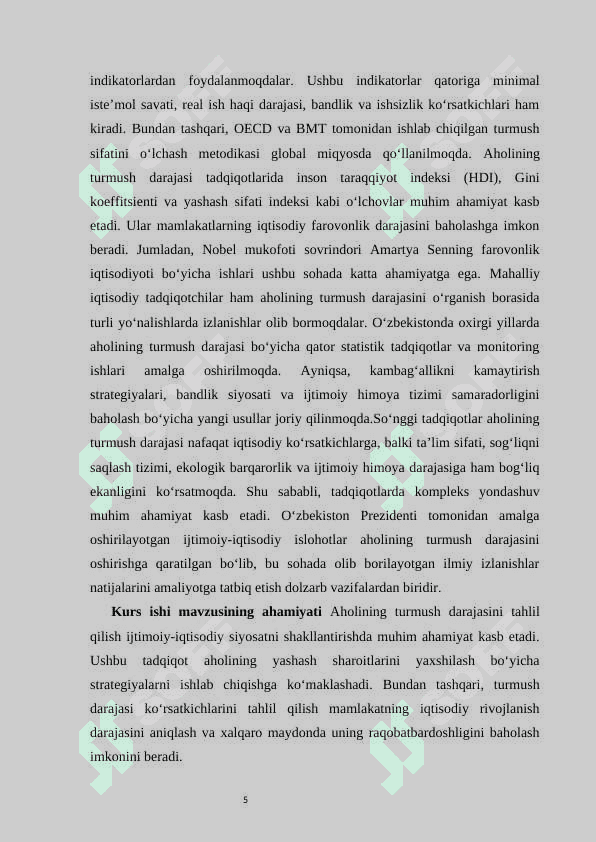 Aholining turmush darajasi ko‘rsatkichlari 5