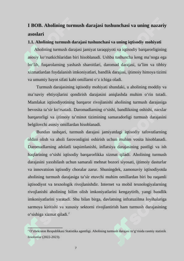 Aholining turmush darajasi ko‘rsatkichlari 7