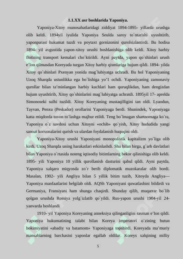 XX ASR BOSHLARIDA YAPONIYANING SIYOSIY AHVOLI. 5