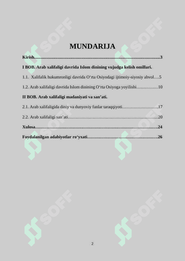 IX – XII ASRLARDA ARAB XALIFALIGI MADANIYATI 2