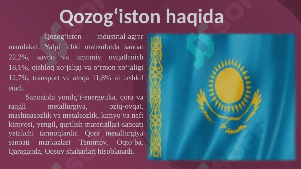 Markaziy osiyo respublikalarining milliy istiqlol yo’li.Mustaqillik yillarida iqtisodiy madaniy va ma’naviy taraqqiyoti T.pptx 8