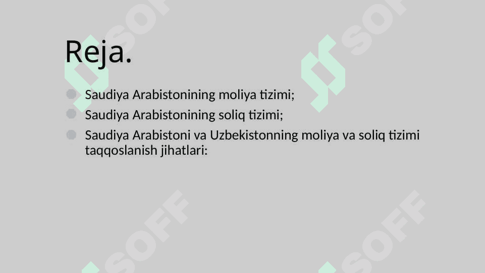 Saudiya Arabistoni moliya va soliq tizimi. 2