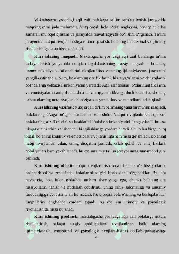 MAKTABGACHA YOSHDAGI AQLI ZAIF BOLALARGA TA'LIM TARBIYA BERISH JARAYONIDA NUTQDAN FOYDALANISH 3