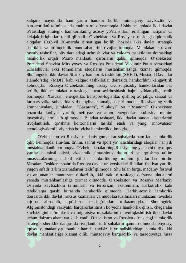 O‘zbekiston-Rossiya hamkorligi. MAQ.docx 2