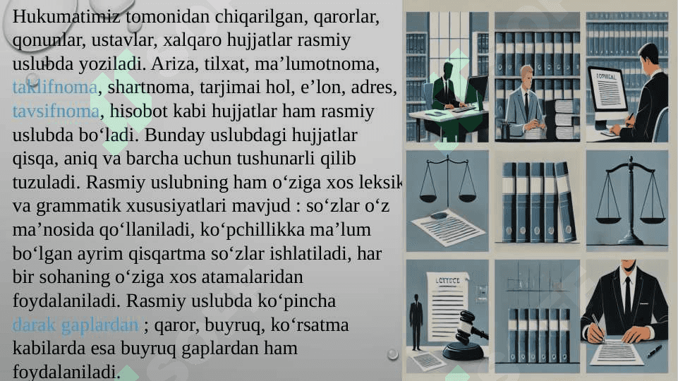 Rasmiy uslubning xususiyatlarini bayon qilish T.pptx 2