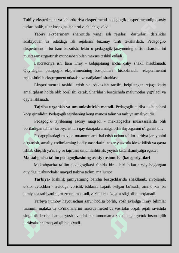 MAKTABGACHA PEDAGOGIKA FANINING MAQSAD VA VAZIFALARI. 8