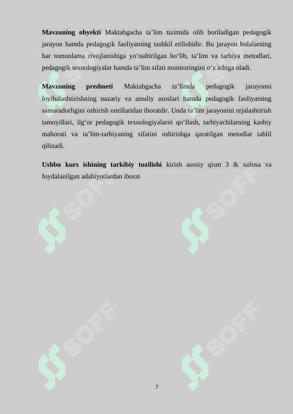 Maktabgacha ta'lim pedagogik jarayonni loyihalashtirishda pedagogik faoliyat mazmuni 7