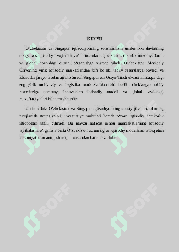 Ozbekiston va singapur iqtisodiyoti 2