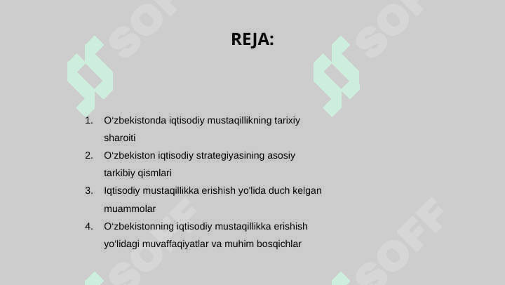 Oʻzbekistoning iqtisodiy mustaqilligini taʼminlashga qaratilgan strategiya asoslari 2
