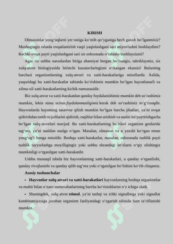 HAYVONLAR XATTI-HARAKATLARINI OB’EKTIV O‘RGANISH IMKONIYATI 2