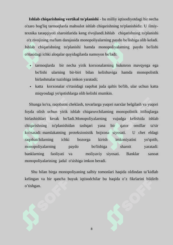 Monopoliyaning mohiyati va turlari 8