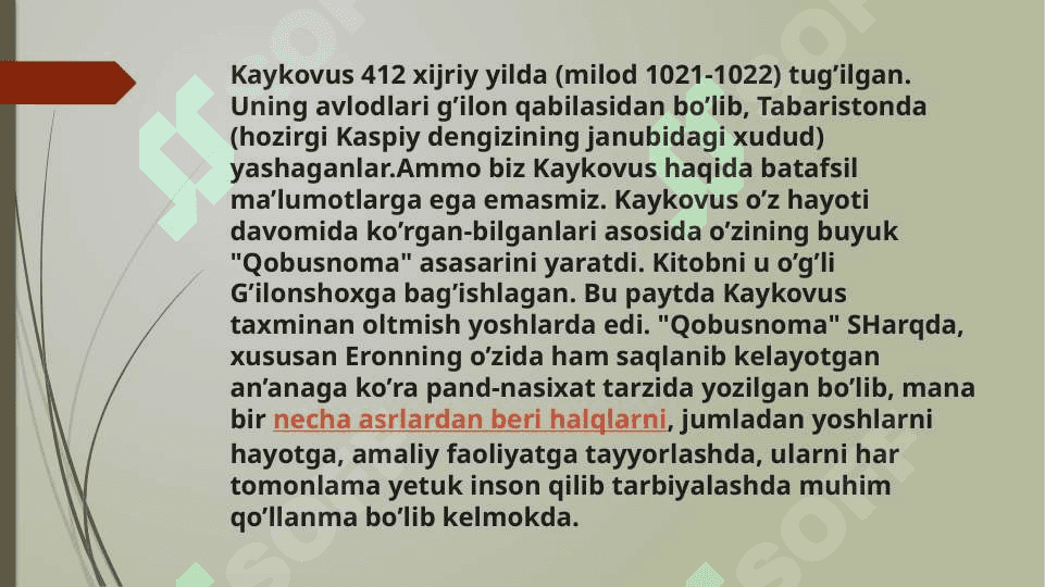 Kaykovus asarlarida ta'lim tarbiya masalalarining yoritilishi 2