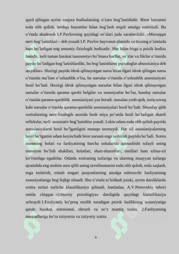 diqqat va xotira kurs ishi 6