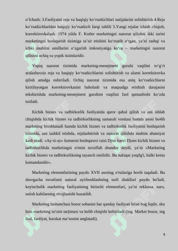 Marketing nazorati 8