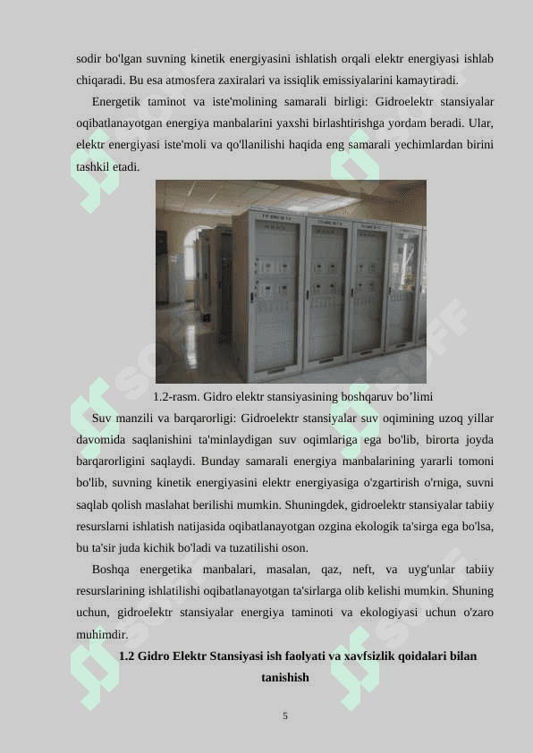 amaliyot hisobot Gidro Elektr Stansiyasi 5