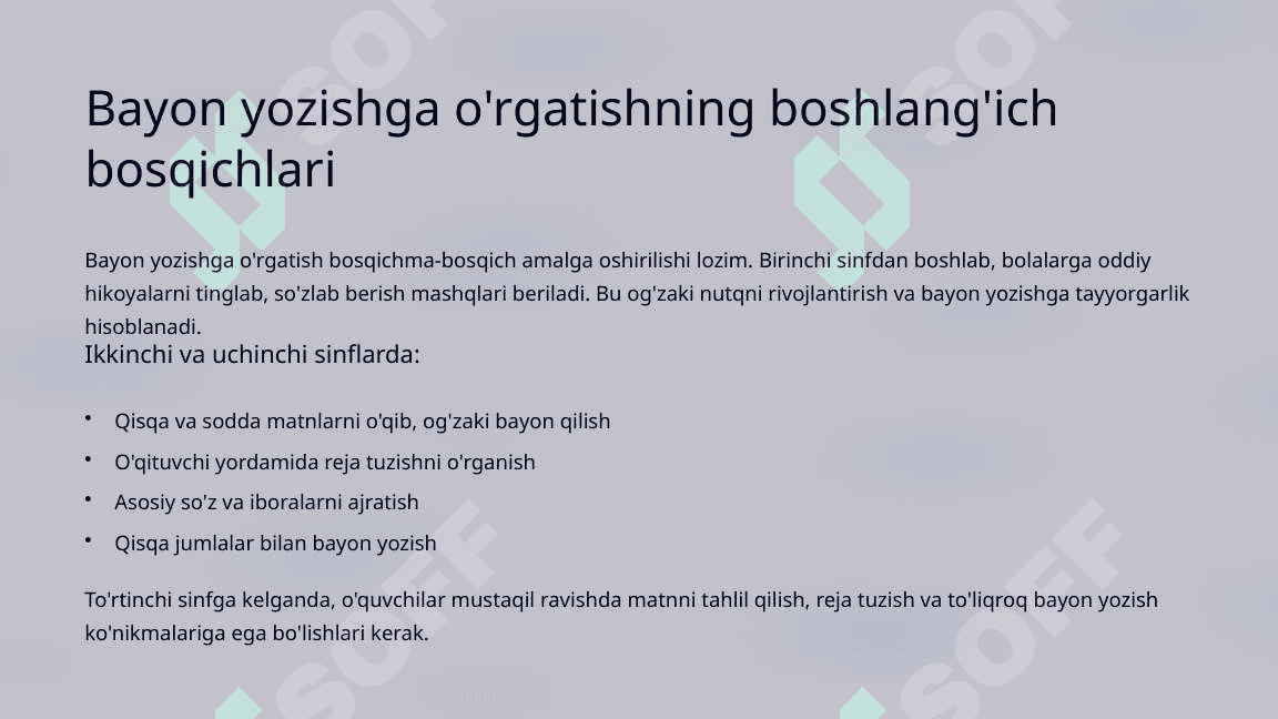Boshlang'ich sinflarda bayon yozishga o'rgatish 3