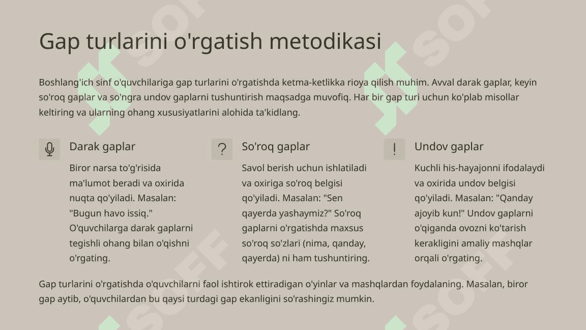 Boshlang'ich sinflarda Gap mavzusini o'rgatish metodikasi 3