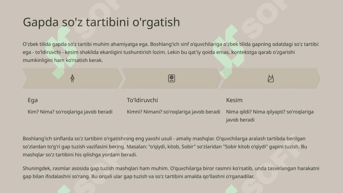 Boshlang'ich sinflarda Gap mavzusini o'rgatish metodikasi 4