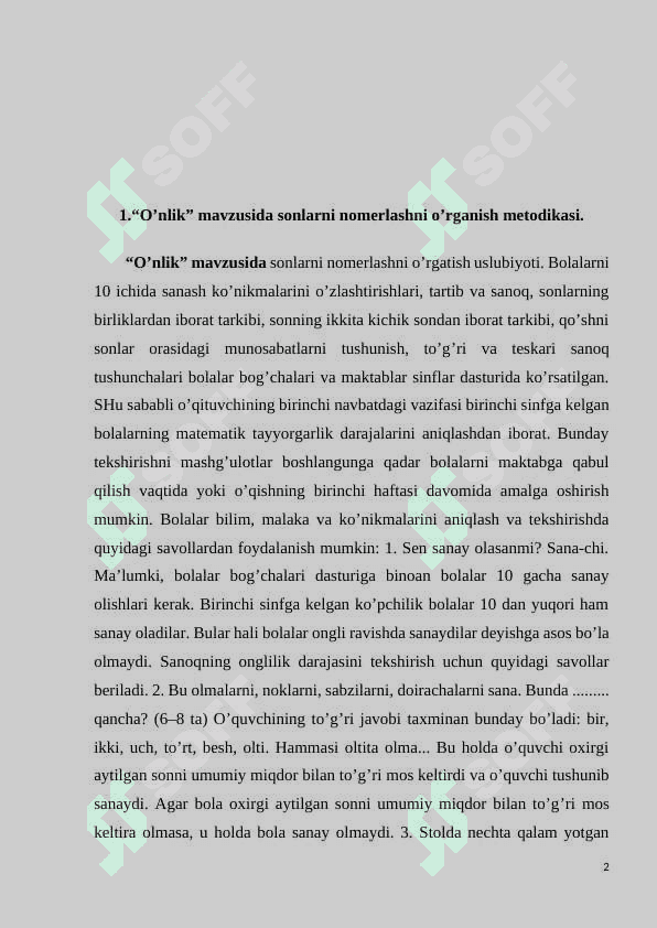 ming ichida va koʻp xonali nomanfiy butun sonlarni nomerlashga oʻrgatish metodikasi 2