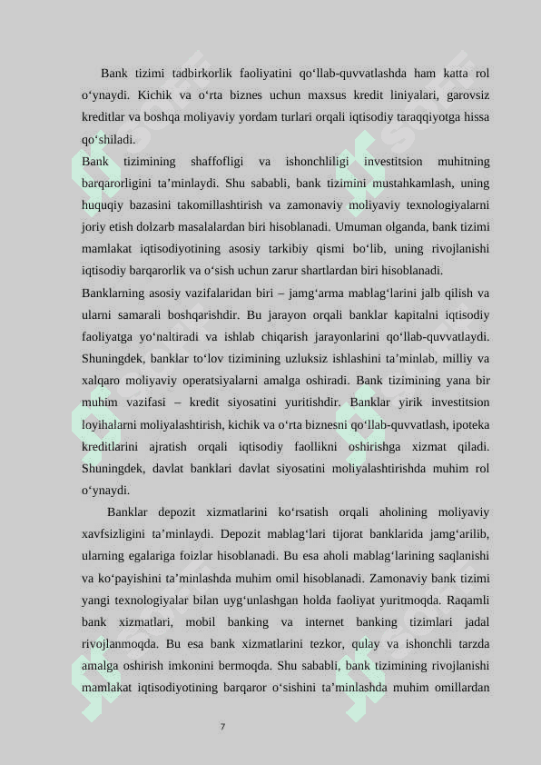 Bank tizimi - moliya tizimining asosiy tarkibiy qismi sifatida 7