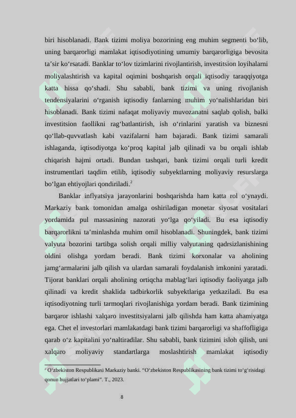 Bank tizimi - moliya tizimining asosiy tarkibiy qismi sifatida 8