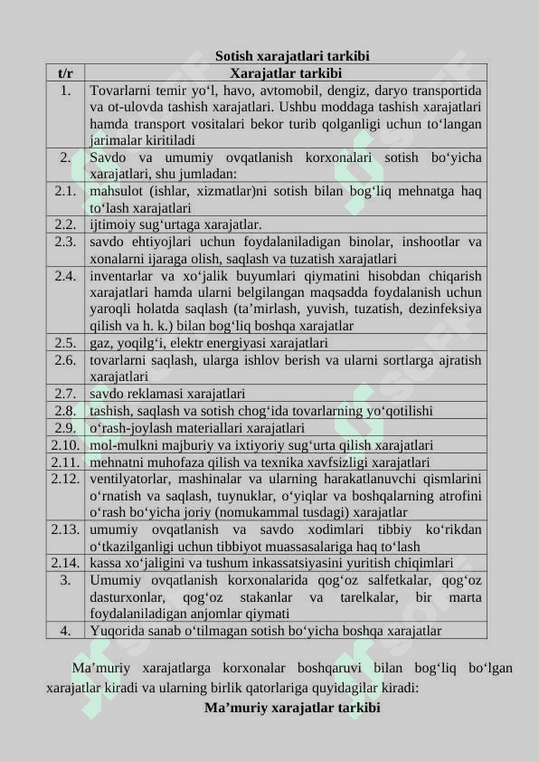Davr xarajatlari tahlili 2