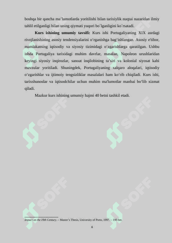 XIX asrning 2 – yarmida Portugaliya rivojlanishining asosiy tendensiyalari 6