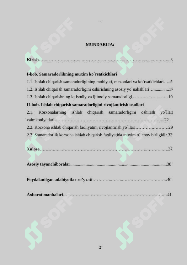 Ishlab chiqarish samaradorligi - korxona faoliyatining  asosiy ko’rsatkichi sifatida 2