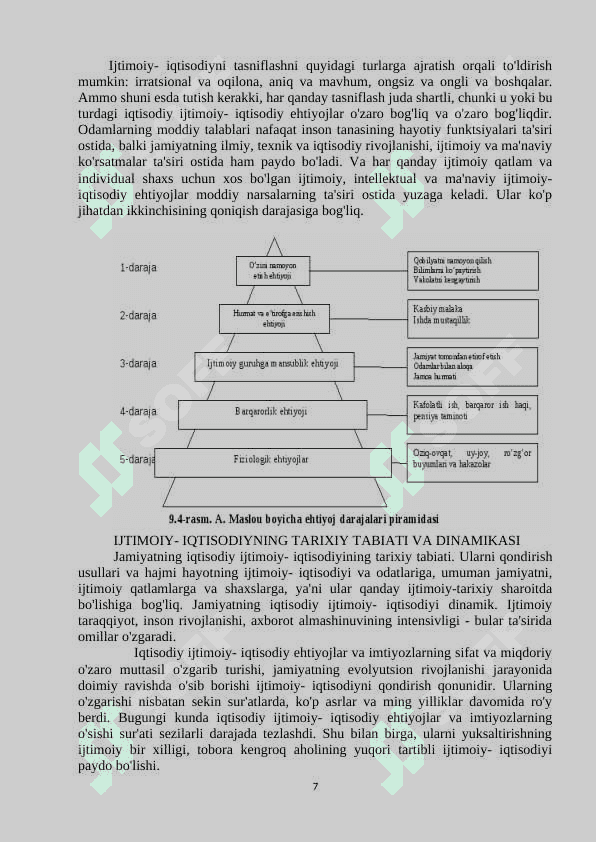 Ijtimoiy- iqtisodiy ehtiyojlarning mazmuni va ularning turkumlanishi 7