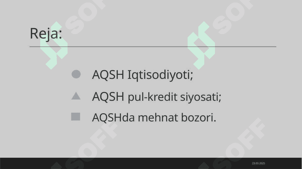 AQSH respublikasining iqtisodiy o’sish ko’rsatgichlari. 2
